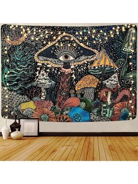 Psychedelic Forest Mushroom Tapestry Abstract Wall Living Room Bedroom Dorm NWT